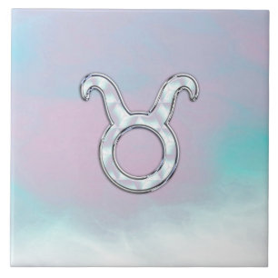 Carreau Symbole nacré de zodiaque de Taureau