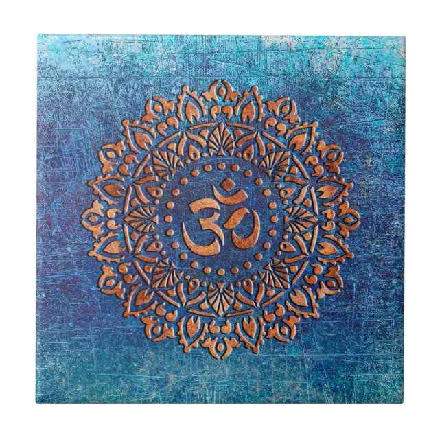 Carreau Symbole Ohm couleur cuivre Mandala sur arrière - p (Devant)