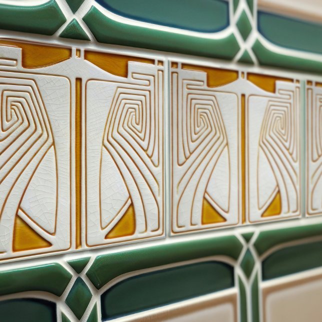 Carreau Symétrie Art Nouveau du milieu du siècle Orange (Créateur téléchargé)