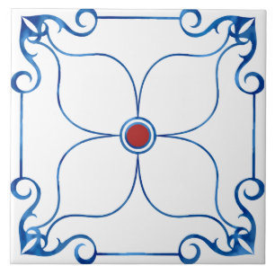 Carreau Symétrie florale Carrelage en céramique méditerran
