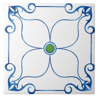 Carreau Symétrie florale Méditerranée (verte)