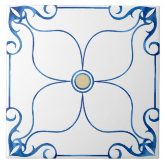 Carreau Symétrie Florale Méditerranéenne (Carrelage Jaune