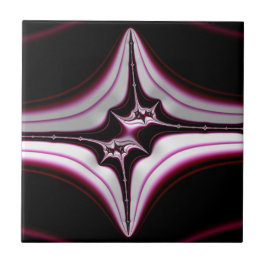 Carreau Symétrie fractale noire et rose abstraite
