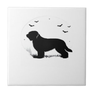 Carreau T-shirt Briard géant silhouette de la lune d'Hallo