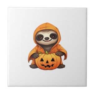 Carreau T-shirt classique de paresseux mignon d'Halloween