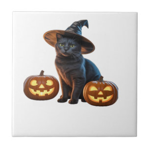 Carreau T-Shirt Classique Magie Chat Noir Halloween