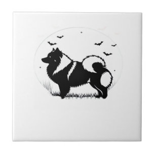 Carreau T-shirt classique silhouette de lune d'Halloween K