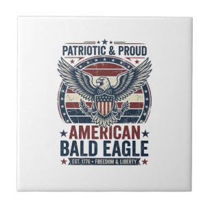 Carreau T-Shirt décontracté vintage aigle chauve patriotiq
