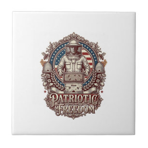 Carreau T-shirt graphique vectoriel Apiculteur Patriotique