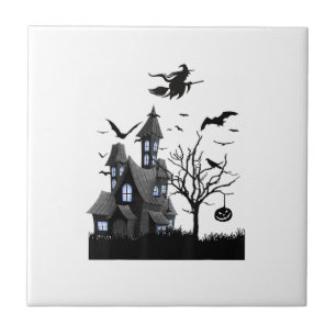 Carreau T-Shirt Halloween Maison Hantée Chauves-Souris Vol