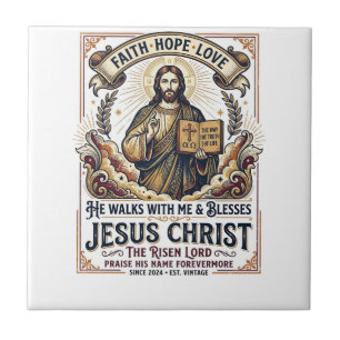 Carreau T-Shirt Jésus Surfant Foi Inspirante