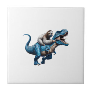 Carreau T-shirt pour amateur de dinosaures T-Rex à cheval