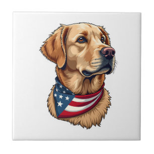 Carreau T-shirt vintage tête de Golden Retriever patriotiq
