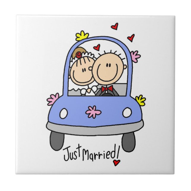 Carreau T-shirts et cadeaux de mariée mariée et de chambre (Devant)