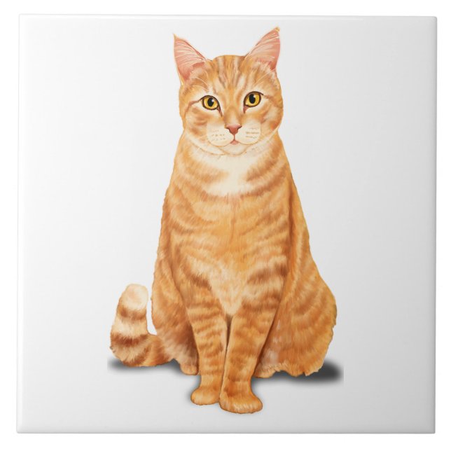 Carreau Tabby Gingembre Orange Tiger Chat Personnalisé (Devant)