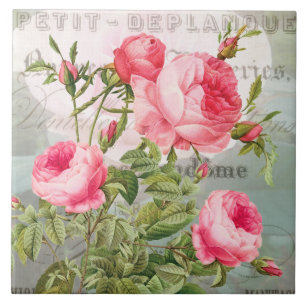 Carreau Table en céramique française Rose Redoute