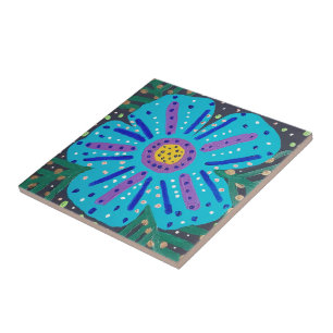 Carreau Tableau à fleurs bleues