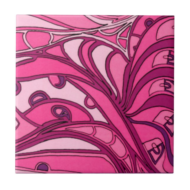 Carreau Tableau Abstrait à panneau rose (Devant)
