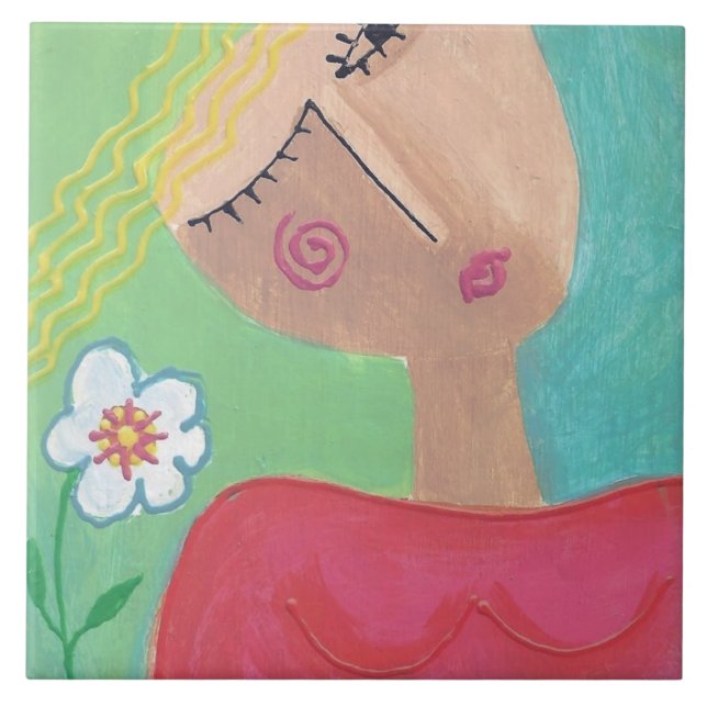 Carreau Tableau Abstrait de l'énergie des fleurs (Devant)