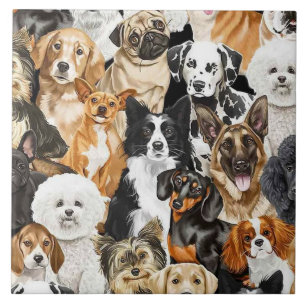 Carreau Tableau de chiens de fond