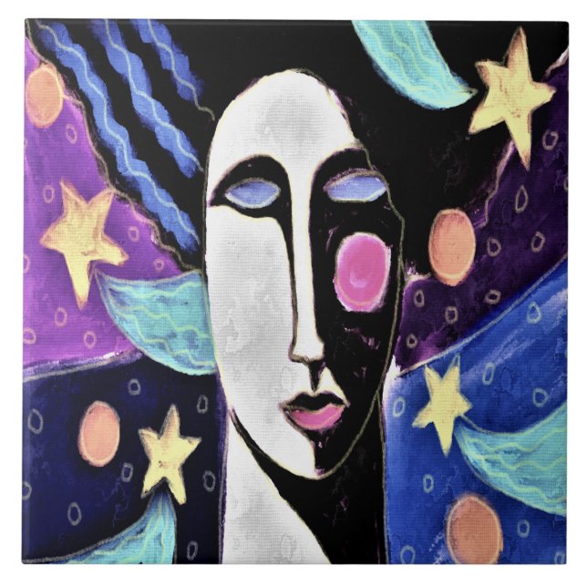 Carreau Tableau numérique Abstrait de nuit (Devant)