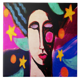 Carreau Tableau numérique Abstrait original d'une femme