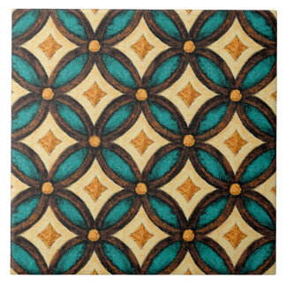 Carreau Talavera 18 Sarcelle Brun Ivoire Treillis Méditerr