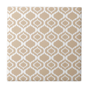 Carreau Tan et motif marocain géométrique blanc de trell