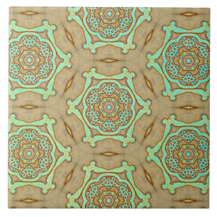 Carreau Tan et Turquoise Arabesque