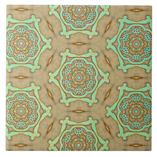 Carreau Tan et Turquoise Arabesque