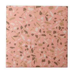 Carreau Tapis Beige Tan Brown Terrazzo Marbre Motif