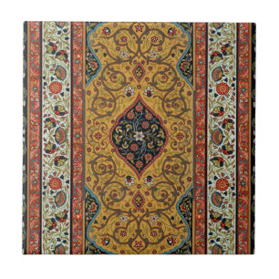 Carreau Tapis Élegant Tapisserie Perse Antique Riche