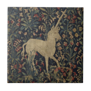 Carreau Tapisserie allégorique de "Millefleurs" avec des
