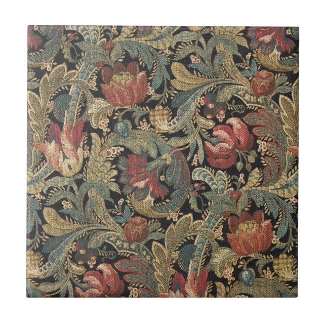Carreau Tapisserie florale riche Brocade Antique Classique (Devant)