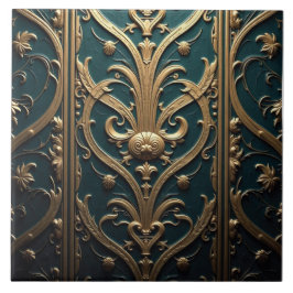 Carreau Tapisserie turquoise et or