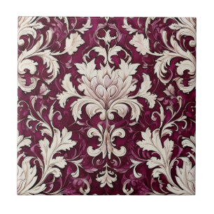 Carreau Tapisserie vintage : Bourgogne et céramique crème