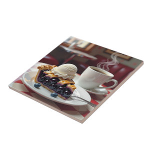 Carreau Tarte aux bleuets, crème glacée et café