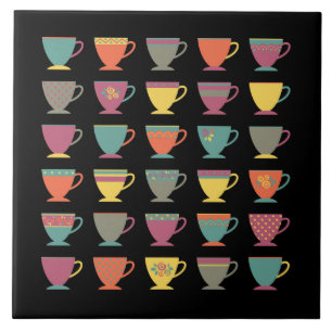 Carreau Tasses à thé colorées, boisson chaude, tasses d'hi