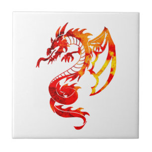 Carreau Tatouage de dragon de feu rouge