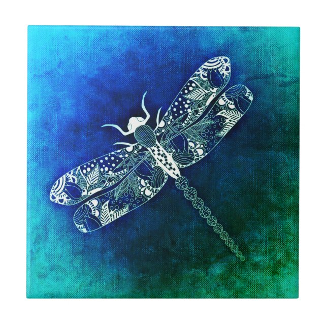 Carreau Tatouage de la ligne de dragonfly en gros plan (Devant)