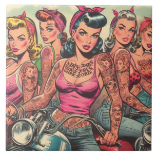 Carreau Tattoo Biker Girls Comics