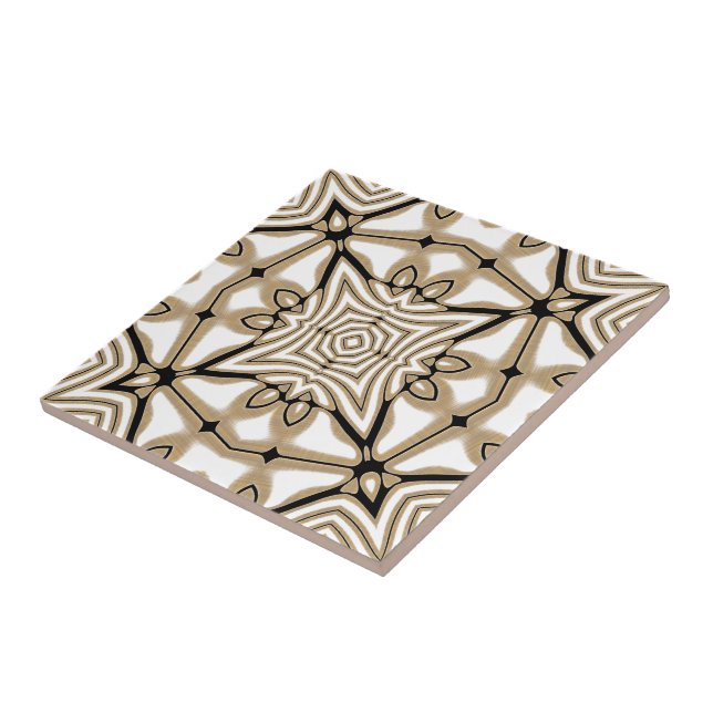 Carreau Taupe beige Brown Black White Ethnic Tribe Art (Côté)
