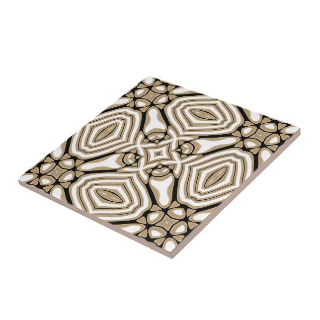 Carreau Taupe Beige Brown Noir Blanc Orient Motif (Côté)