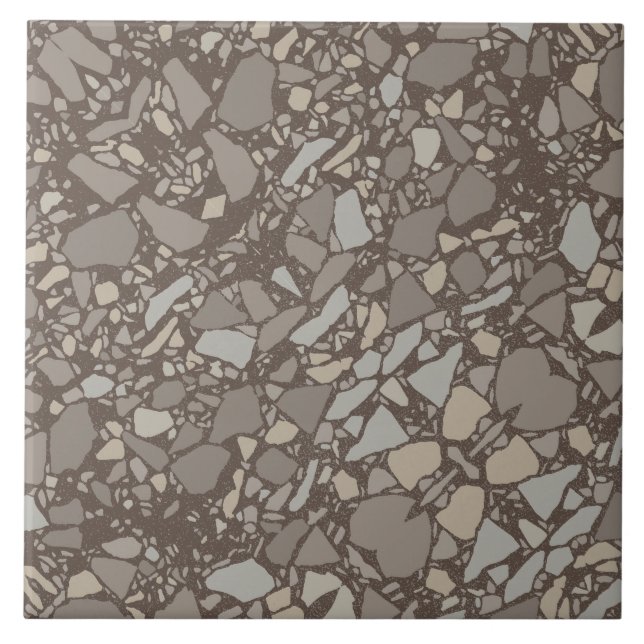 Carreau Taupe Elégante Moderne Taupe Brown Terrazzo Effet  (Devant)
