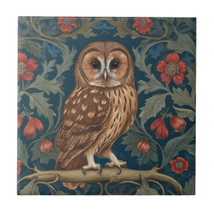 Carreau Tawny Owl William Morris style Face droite