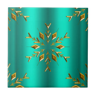Carreau Teal et étoile de Noël d'or