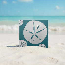 Carreau Teal & White Tropical Beach Sand Dollar
