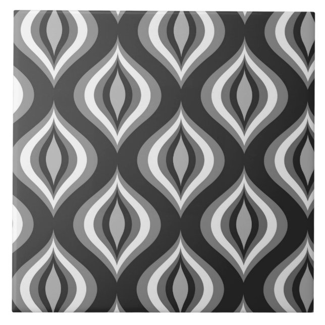 Carreau Teardrops gris noir et blanc Motif moderne (Devant)