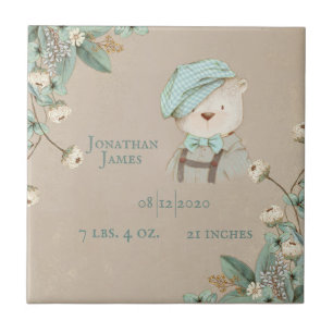 Carreau Teddy Bear Nom floral Personnaliser les statistiqu