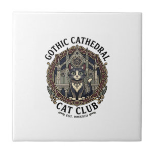 Carreau Tee shirt graphique de chat de cathédrale gothique
